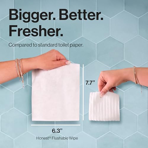 Image of The Honest Company Hypoallergenic Flushable Wipes for Sensitive Skin, Tropical Leaves, 42 Count