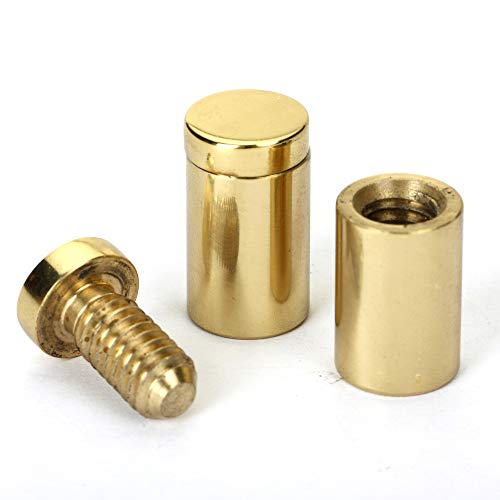 Topnike Brass Flat Top Sign Standoffs, Standoff Holder Screw, 1/2" X 3/4", Polished Mirror, For Acrylic, Glass Or Other Hard Panel Material With 2Pcs Plastic Spacers, 4 Pcs Package #TOP2