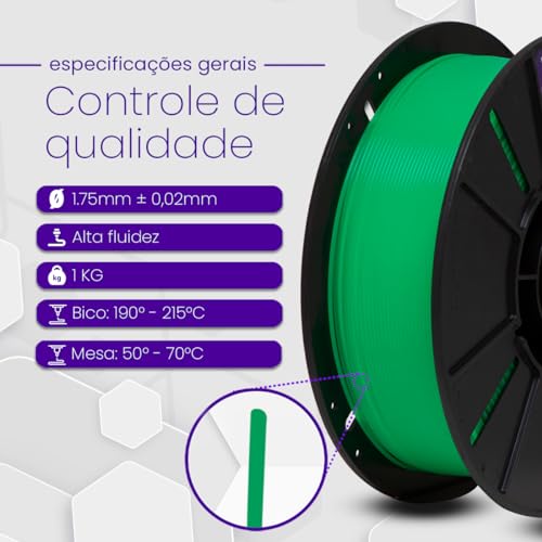 Filamento PLA Verde Fluorescente Premium 1kg, 1.75Mm, Para Impressoras 3D - Voolt3D