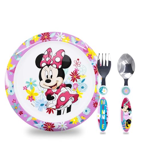 Sorrisini Ensemble de vaisselle pour enfant, Vaisselle réutilisable pour enfants, Set de table pour enfant, assiette et couverts en acier inoxydable, Services...