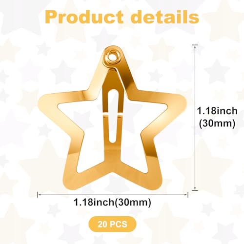 Joez Wonderful 20 Pcs Gold Star Hair Clips, 1.18"/3Cm Metal Snap Hair Clips, Cute Star Clips Hair Barrettes thumb #1