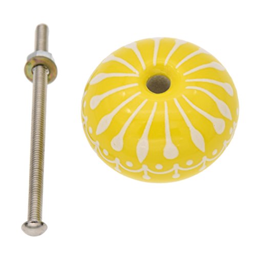 Qlychee Hand Painted Donut Knobs Ceramic Cabinet Drawer Pull Porcelain Door Handle 1Pc