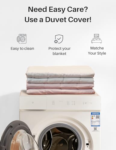 Weighted Idea Upgrade Cooling Weighted Blanket Adult Twin Size 20 Pounds (48''x78'', White) 100% Polyester Microfiber with No Leakage Glass Beads