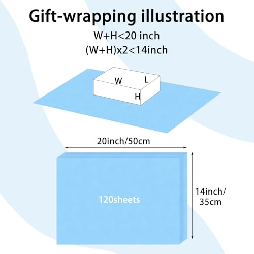 Image of 120 Sheets 20 inchX14 inch Baby Blue Tissue Paper for Gift Bags Wrapping, Art Tissue Paper Bulk for Weddings Birthday Party Crafts Decoration