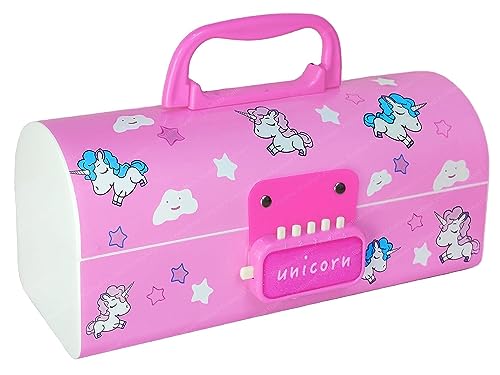 Image of LONGMIRE Plastic Pencil Box with Code Lock Pen Case Large Capacity Multi-Layer Multi-Function Storage Bag Secret Compartment Pencil Box for Kids- Multi-Color (Cute Pink)