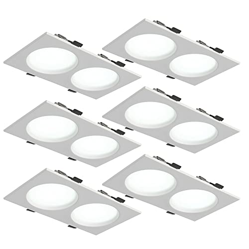 Lot de 6 Spots encastrés à Double tête, carrés, LED, Ultra-Minces, éclairage encastré, lumière du Jour, éclairage de Grille intégré, IRC80+