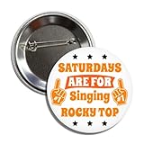 Rocky Top Football Fight Song Souvenir Button Pin, 2.25 Inches, White and Orange