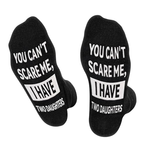 YOU CAN'T SCARE ME I HAVE TWO DAUGHTERS Socken Herren Papa - Lustige Geschenke für Männer Vater - Bunte Witzige Motiv Socken Happy Funny Socks - Geburtstagsgeschenk Vatertag Weihnachten Geschenkideen