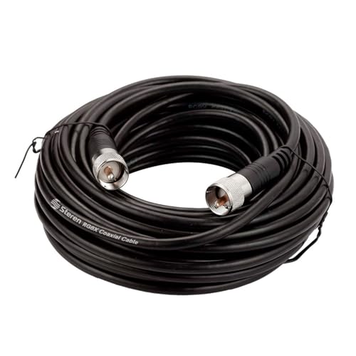 STEREN RG8X Coaxial Cable 50 ft CB Coax Cable with PL259 UHF Connectors Male to Male Low Loss 50 Ohm for HAM Radio LMR400 Antenna Analyzer