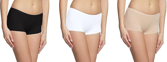 Women's Seamless Boyshort Panties, 3 Pack, Black White Beige-image-27