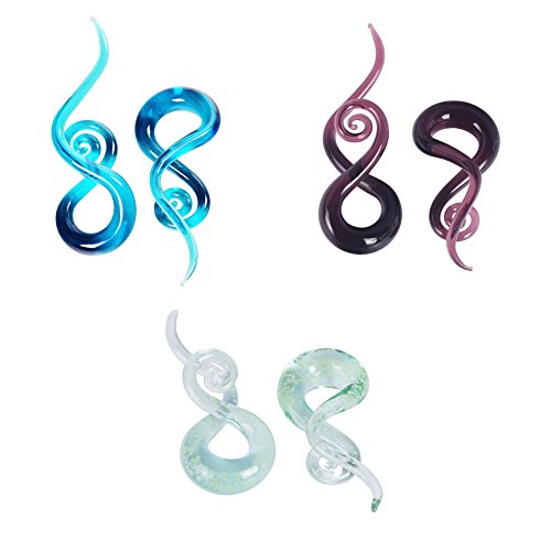 YOFANST Ear Stretching Glass Spiral Tapers Gauges 4g-9/16 inch Blue, Glow in The Dark, Purple, Green, Red