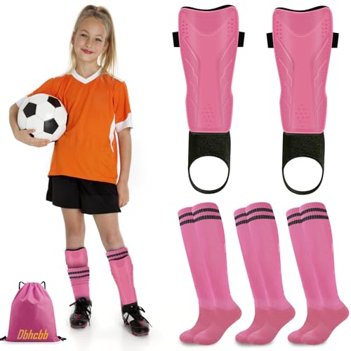 Soccer Shin Guards for Kids Youth - Breathable Tough Protective Gear with Ankle Support for Ski Football Ice Hockey, for 3-5 5-10 10-18 Years Old Children Teens Boys Girls (Pink, M)