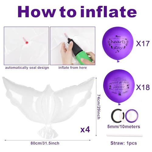 Image of 35PCS Memorial Balloons and 4PCS White Dove Balloons to Release in Sky Memorial Balloon for Release Happy Heavenly Balloon for Condolence, Funeral, Anniversary, Remembrance Services
