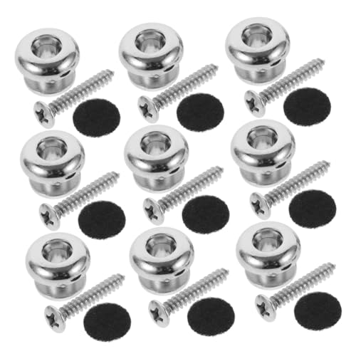 Yardwe 30pcs Guitar Strap Buttons Black Guitar Strap Locks Electric Acoustic Guitar Strap Locking System Felt Pads