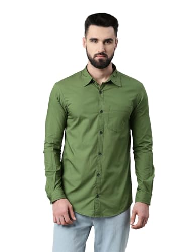 Image of THE SOUL PATROL Men's Casual Regular Fit Full Sleeve Premium Cotton Button-Down Shirt with Single Patch Pocket - Stylish, Classic, Comfortable, and Elegant for Everyday Wear