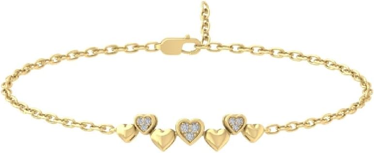 10K Gold and Silver Round Diamond Fashion Bracelet (1/20 Cttw, I2-I3 Clarity, I-J Color) 7 inch