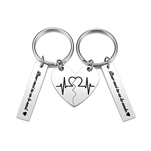 PiercingJak Porte-clés Coeur Separable Battement Cœur pour Couple Amoureux