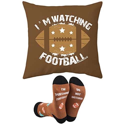Football Gifts Pillow Cover Case 18X18 Inch And Funny Socks Combo, Bowl Party Decorations Supplies, Football Lover Super Valentine Gifts For Teen Boys Men Him #TOP10