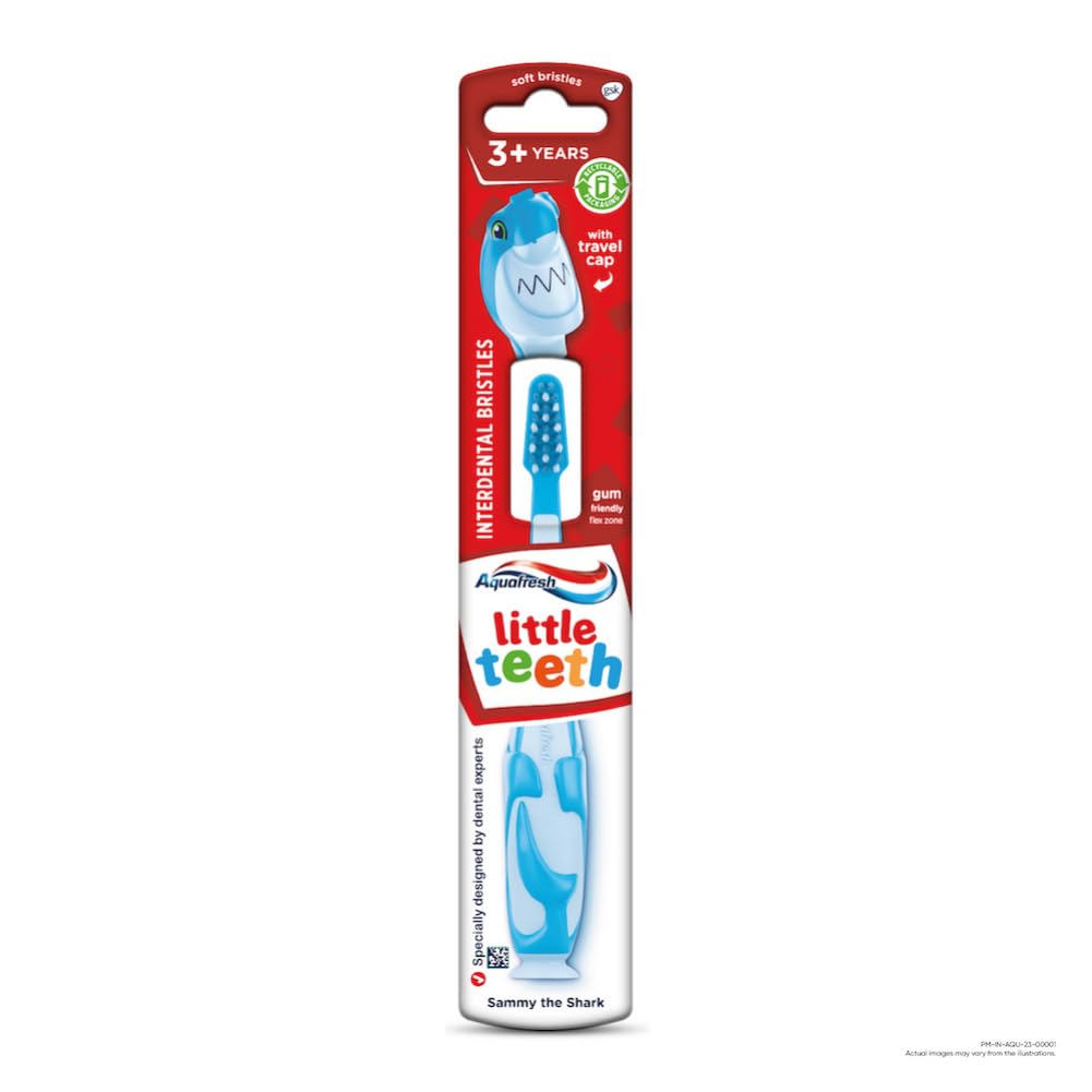 Aquafresh Kid Little Teeth Manual Toothbrush - Shark, Blue, Pack of 1 (B0CD825CJS) Amazon Price History, Amazon Price Tracker