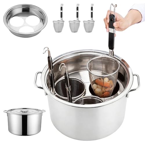 XIAOXIAOYU Casserole à Pâtes avec Panier Égouttoir | Ustensiles en Acier Inoxydable pour Nouilles - Marmite avec Égouttoir - Pour Débutants Pros Prépa Repas Fête Réunion Familiale Légumes Soupe