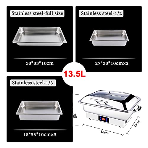 FGHFD Speisewärmer Buffet, Chafing Dish Speisenwärmer Warmhaltebehälter Edelstahl Elektrisch für Partys Buffets… – Bild 3