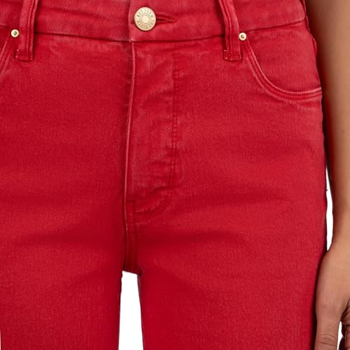 KUT from the Kloth Women's Petite Meg High-Rise Fab Ab Wide Leg Raw Hem in Cherry3