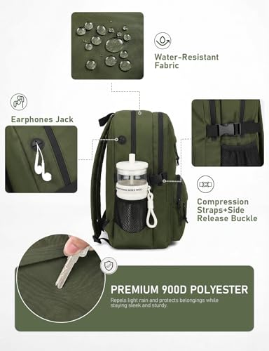 Image of Kasqo School Backpack, 20L Dual Compartment Bookbag for Boys Teens, Green