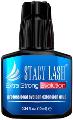 STACY LASH Extra Strong Evolution Eyelash Extension Glue (0.34 fl.oz/10 ml)/1-2 Sec Dry/Retention โ 8 Weeks/Black Adhesive/Lash Tech Supplies