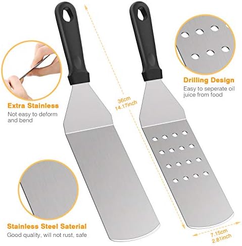 Morole Griddle Spatula Griddle Accessories 30 Pieces of Heavy-duty Stainless Steel Metal Cooking Tong Accessory Carry