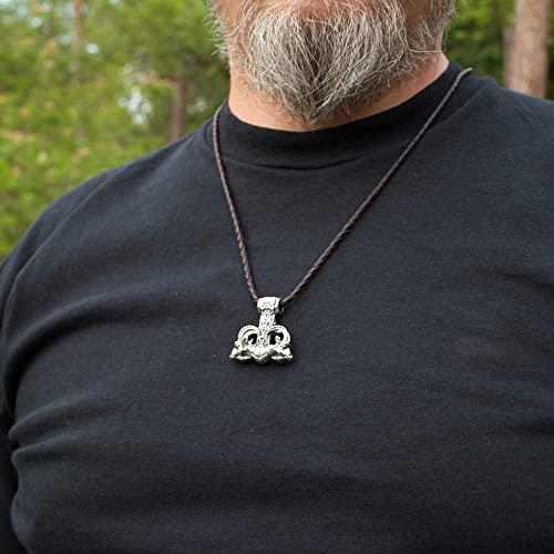 Large Thor Hammer Mjolnir Necklace 925 Sterling Silver - Odins Viking Pendant with Thors Goats and Runes - Mens Pagan Nordic Norse Mythology Jewelry for Men - Handmade - 1oz (27 g)3