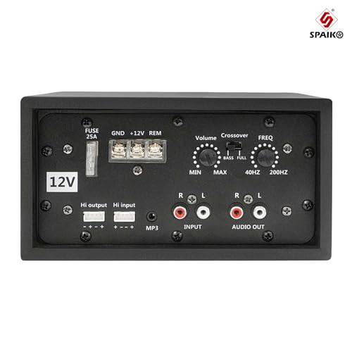 Image of 120W Dual Channel Car Amplifier with Bass Subwoofer Kit, Class AB 12V DC MOSFET Power Amp | Compact Premium Black Amplifier for Car Audio System