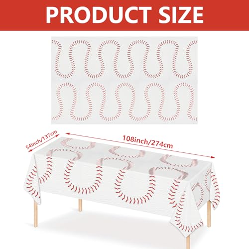 Image of 3pcs Baseball Tablecloths Baseball Birthday Party Supplies Tablecloth | Disposable Plastic Table Cloths Rectangle Waterproof Table Cover for Baseball Sports Theme Party Decorations
