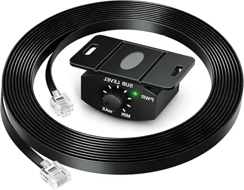 Universal Bass Control Knob 11.48ft Extension Copper Core Cable with 4-Pin Subwoofer Volume Control Easy Install Compatible with Car Amplifier