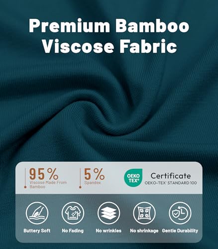 Image of NACHILA Nightgowns for Women-Viscose Made from Bamboo, V Neck Sleepshirts Short Sleeve Sleepwear Cool Nightshirt
