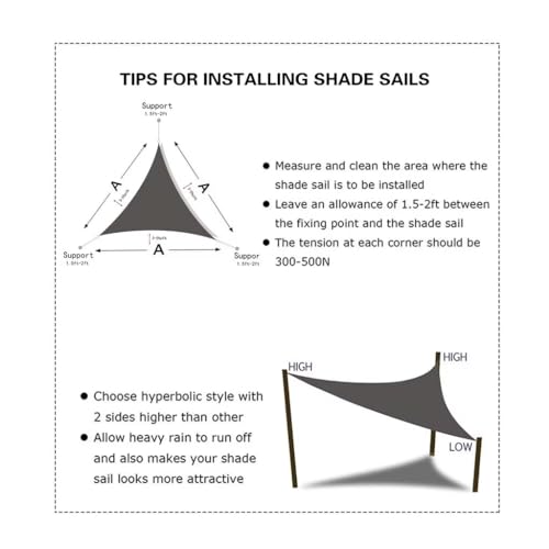 Voile d'ombrage triangulaire 6x6x6 m imperméable anti-UV extérieur - 8