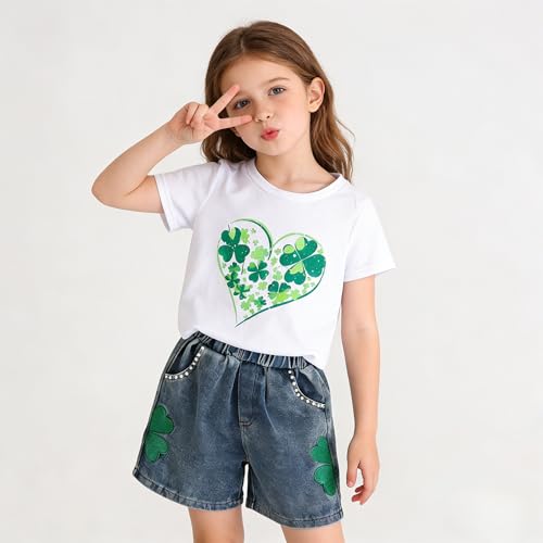 Image of Ayzozuy Kid Girl Clothes Shorts Set 2 Piece Outfits Summer Casual Short Sleeve Top and Shorts Set for Girls 4-7