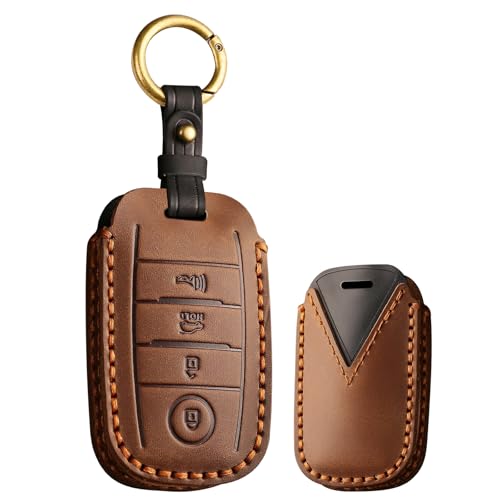 Coque de clé en cuir compatible Kia Sorento Sportage protection 4 boutons