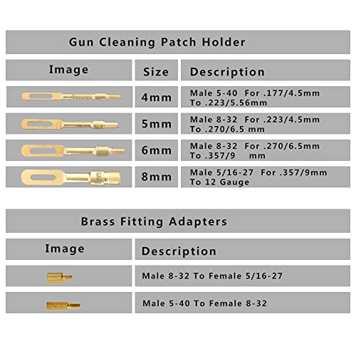 Yourbore Gun Cleaning Slotted Tip/Patch Holder For Patches Brass 6-Pc Pack With 2 Brass Fitting Adapters #TOP3
