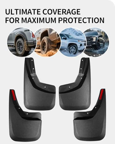 Image of Heavy Duty Mud Flaps for Trucks - 4PC No-Drill Splash Guards Compatible with 2014-2018 Chevy Silverado 1500 & 2015-2018 Silverado 2500HD /3500HD, Front & Rear Mud Guards
