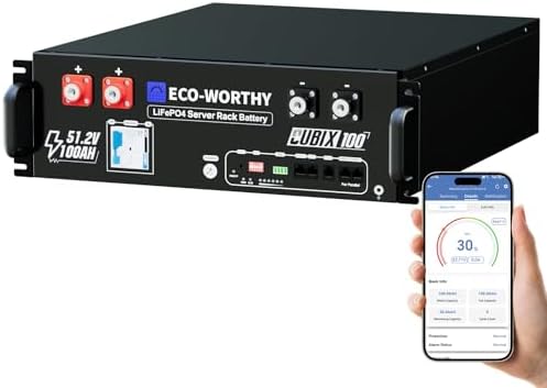 ECO-WORTHY Cubix100 48V 100Ah LiFePO4 Lithium Battery w/Bluetooth...