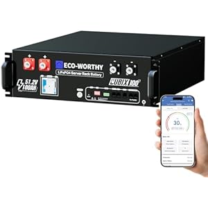 ECO-WORTHY (Cubix 100) 48V 100Ah LiFePO4 Lithium Battery w/Bluetooth | UL1973 & UL9540A & CEC Listed | 5120Wh Server Rack Battery for Solar Energy Storage, Home Backup Power 51.2V100AH