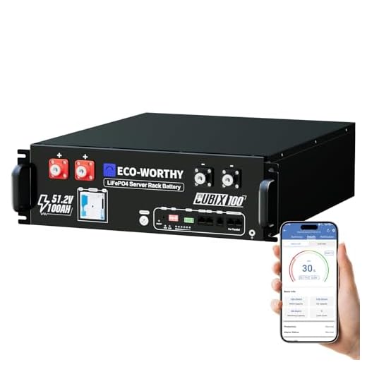 ECO-WORTHY Cubix100 48V 100Ah LiFePO4 Lithium Battery w/Bluetooth | UL9540 & UL1973 & CEC Listed | 5120Wh Server Rack Battery for Solar Energy Storage, Home Backup Power