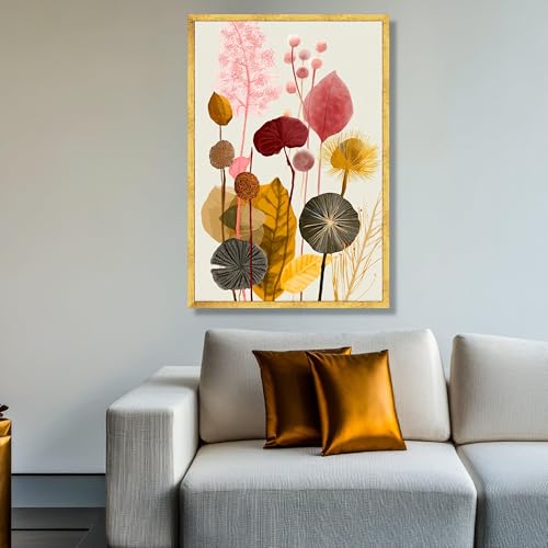 Toile botanique d'automne 60x80cm avec cadre intérieur pour déco - 4