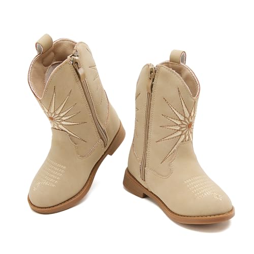 BMCiTYBM Toddler Girls Cowboy Cowgirl Boots Little Kids Pointed Toe Western Boots Mid Calf Side Zipper Riding Shoes for All Seasons (Toddler/Little Kid)4
