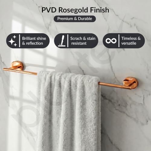 Image of Plantex J4 Stainless Steel 24 Inch Towel Rod for Bathroom /Towel Holder in Bathroom /Towel Holder /Bathroom Accessories (PVD Rose Gold Finish) Onix