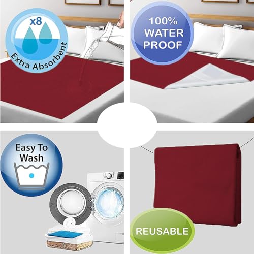 Image of Cotton Feel Terry 72x36 inch Ultra Soft Waterproof Mattress Protector King Size | Breathable Hypoallergenic Mattresses Cover for King Size Bed (Maroon)