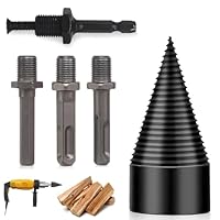 Holzspalter Bohrer, Spaltkeil für Holz 50mm Holzspalter Schraube Kegel mit 4 Bohrgriffe Stahl Kegelbohrer Brennholzbohrer Stufenbohrer Spalter Bohrer für Haushalt Bohrmaschine