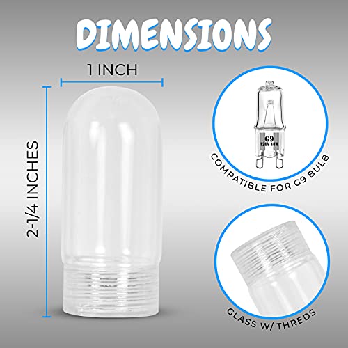 OHLECTRIC Tubular G9 Glass Cover, Threaded Bulb Cover, Sturdy Clear Glass Protectant for Bulb, Heat Resistance Up to 500C - Image 3