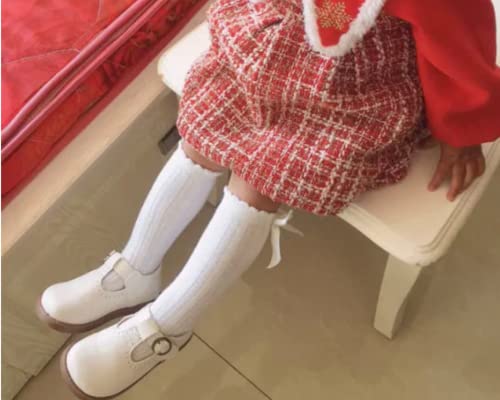 Unisex-Child Mary Jane White Sandal Shoes for Girls Flats Closed Toe Toddler Size 72