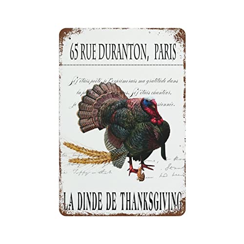Plaque en métal dinde décorative grand format 30x45cm style rétro automne